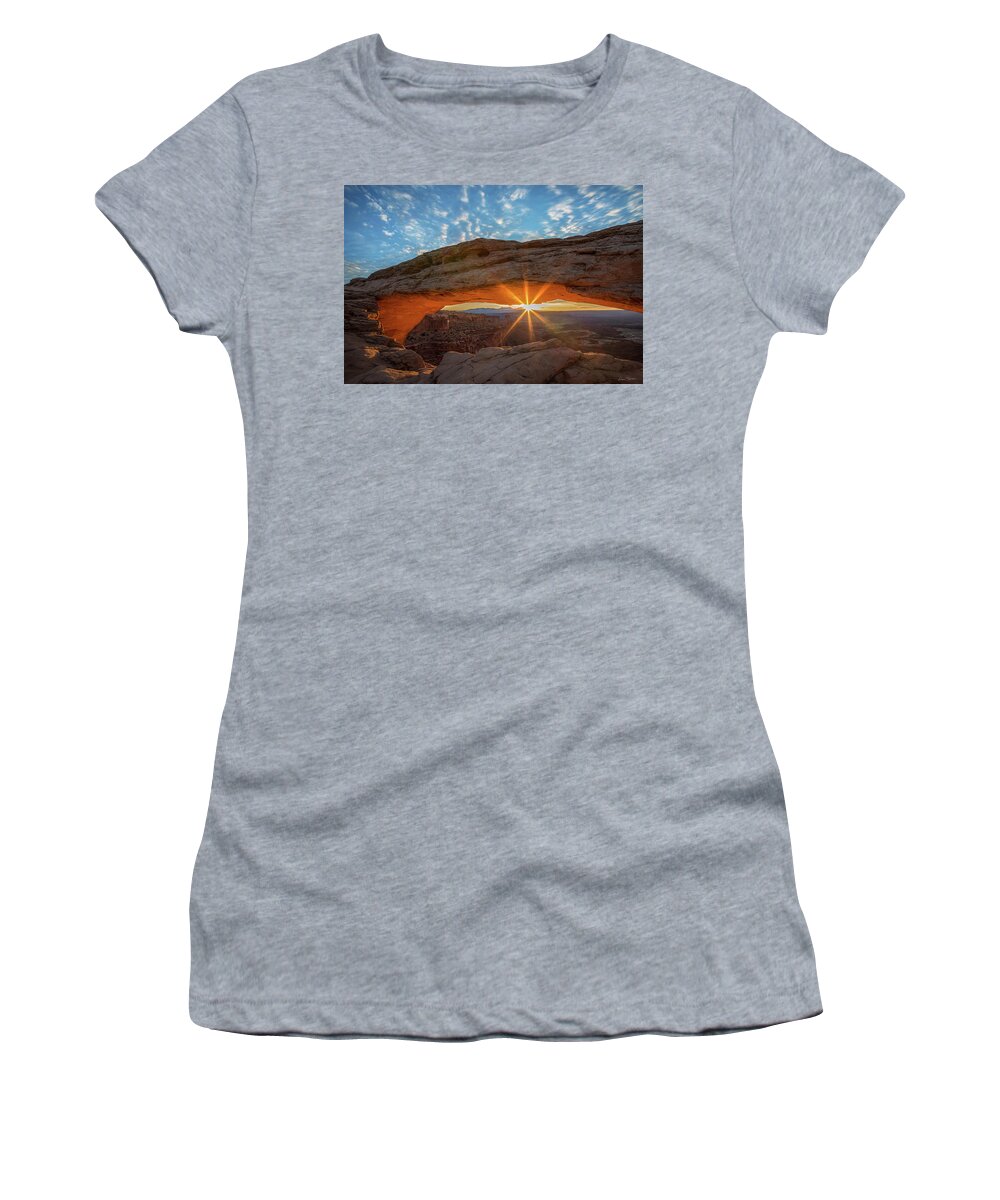 Mesa Arch Women's T-Shirt featuring the photograph Mesa Arch Sunrise by Dan Norris