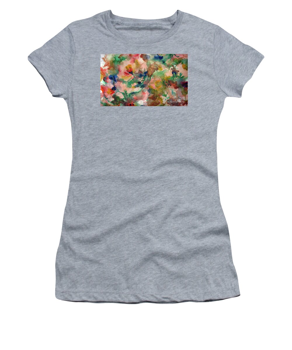 Floral Women's T-Shirt featuring the painting Messy Floral by Francelle Theriot