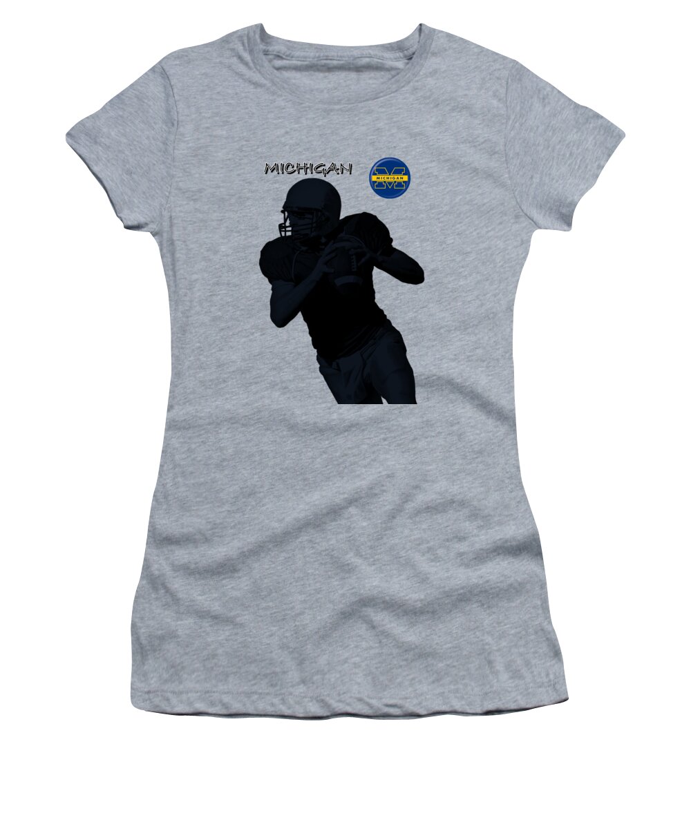 Football Women's T-Shirt featuring the digital art Michigan Football by David Dehner