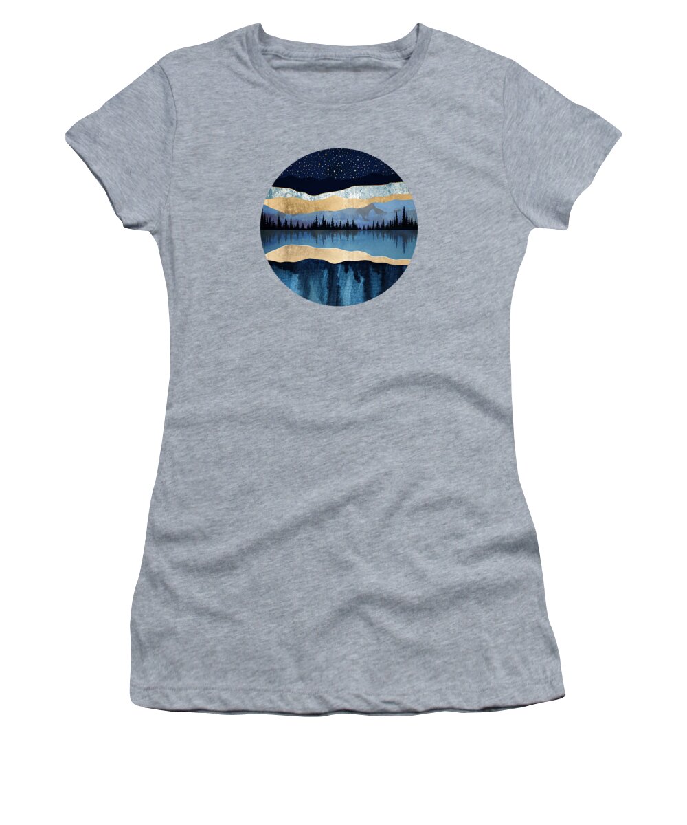 Midnight Women's T-Shirt featuring the digital art Midnight Lake by Spacefrog Designs