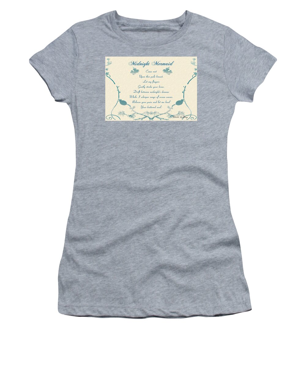 Mermaid Women's T-Shirt featuring the mixed media Midnight Mermaid by Belinda Landtroop