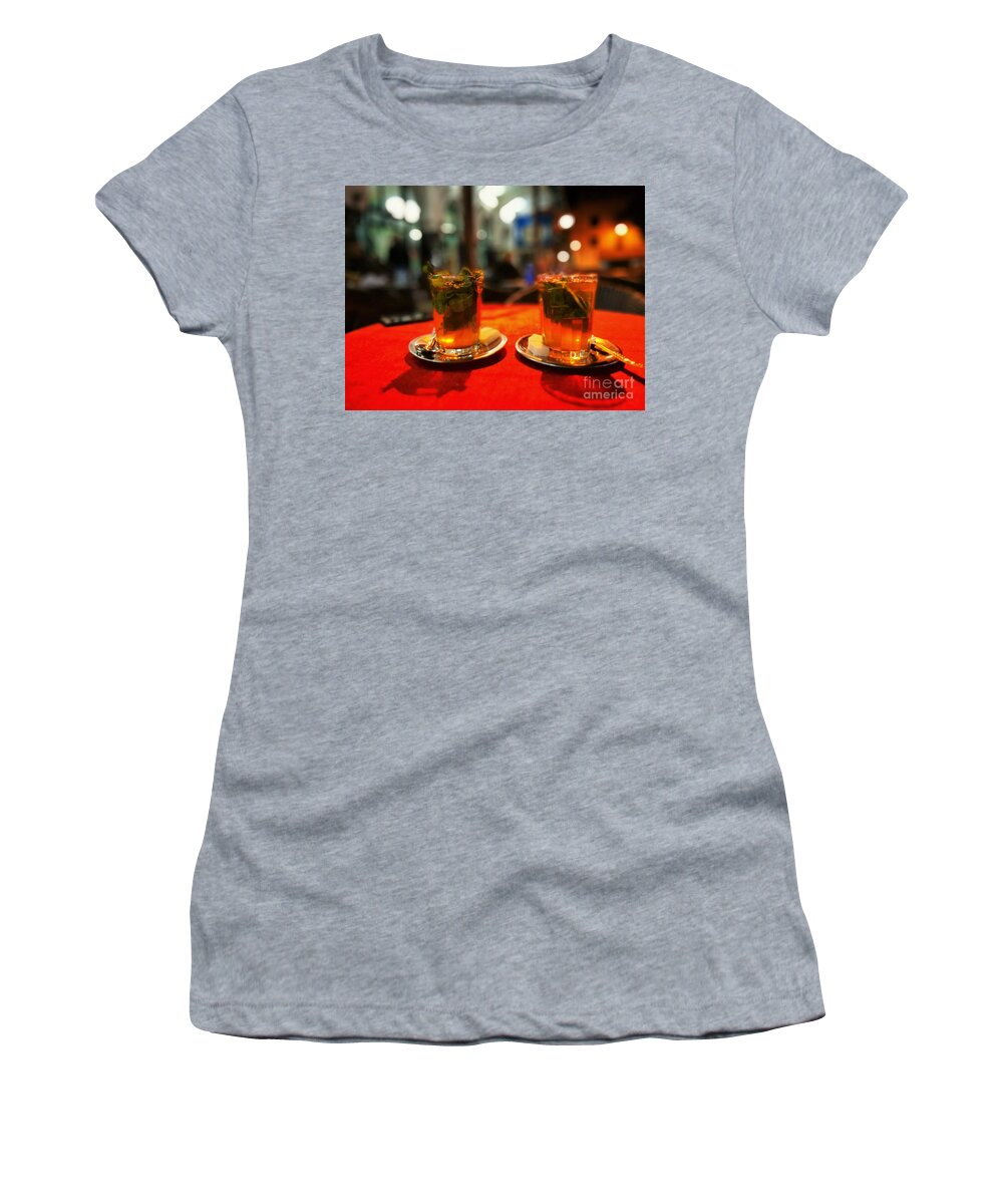 Mint Tea Women's T-Shirt featuring the photograph MIdnight mint tea for two by Jarek Filipowicz