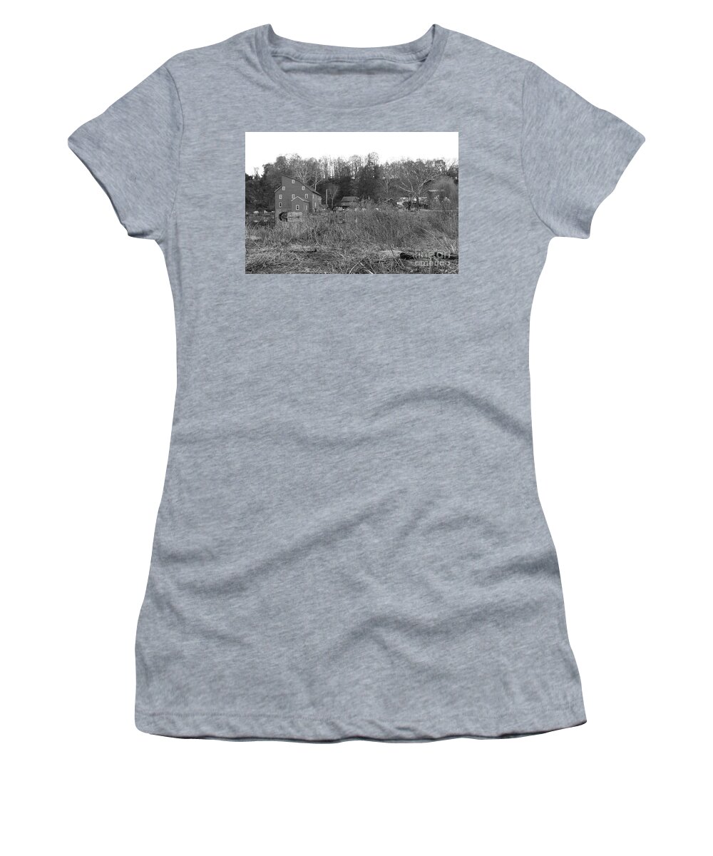Clinton Women's T-Shirt featuring the photograph Mill at Clinton Among the Reeds by Christopher Lotito