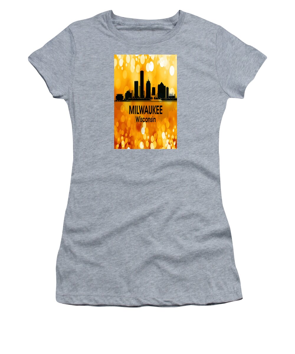 Milwaukee Women's T-Shirt featuring the digital art Milwaukee WI 3 Vertical by Angelina Tamez
