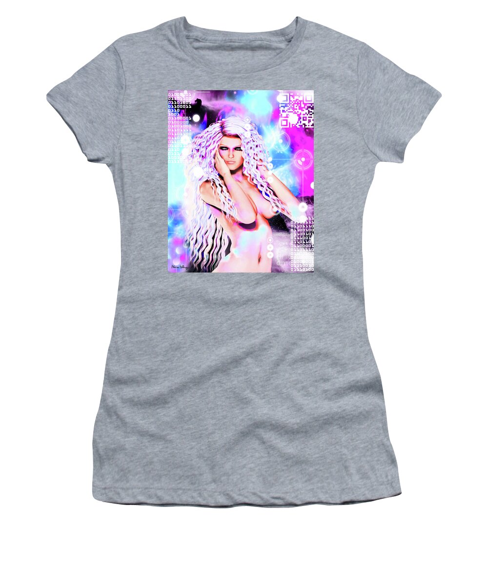 Pin-up Women's T-Shirt featuring the mixed media Miss Inter-Dimensional 2089 by Alicia Hollinger