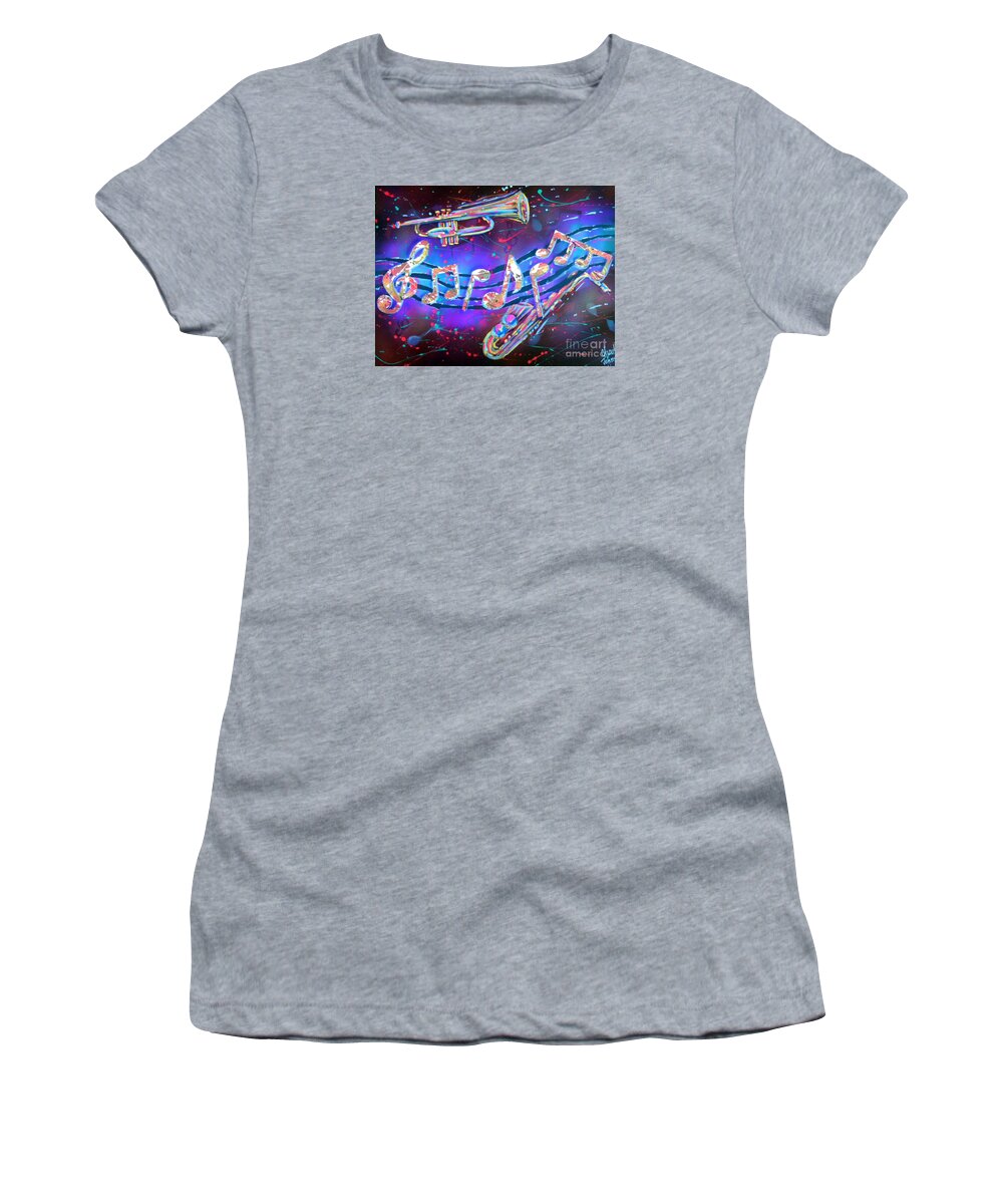 Music Women's T-Shirt featuring the painting Misty blues by Chad Johnson
