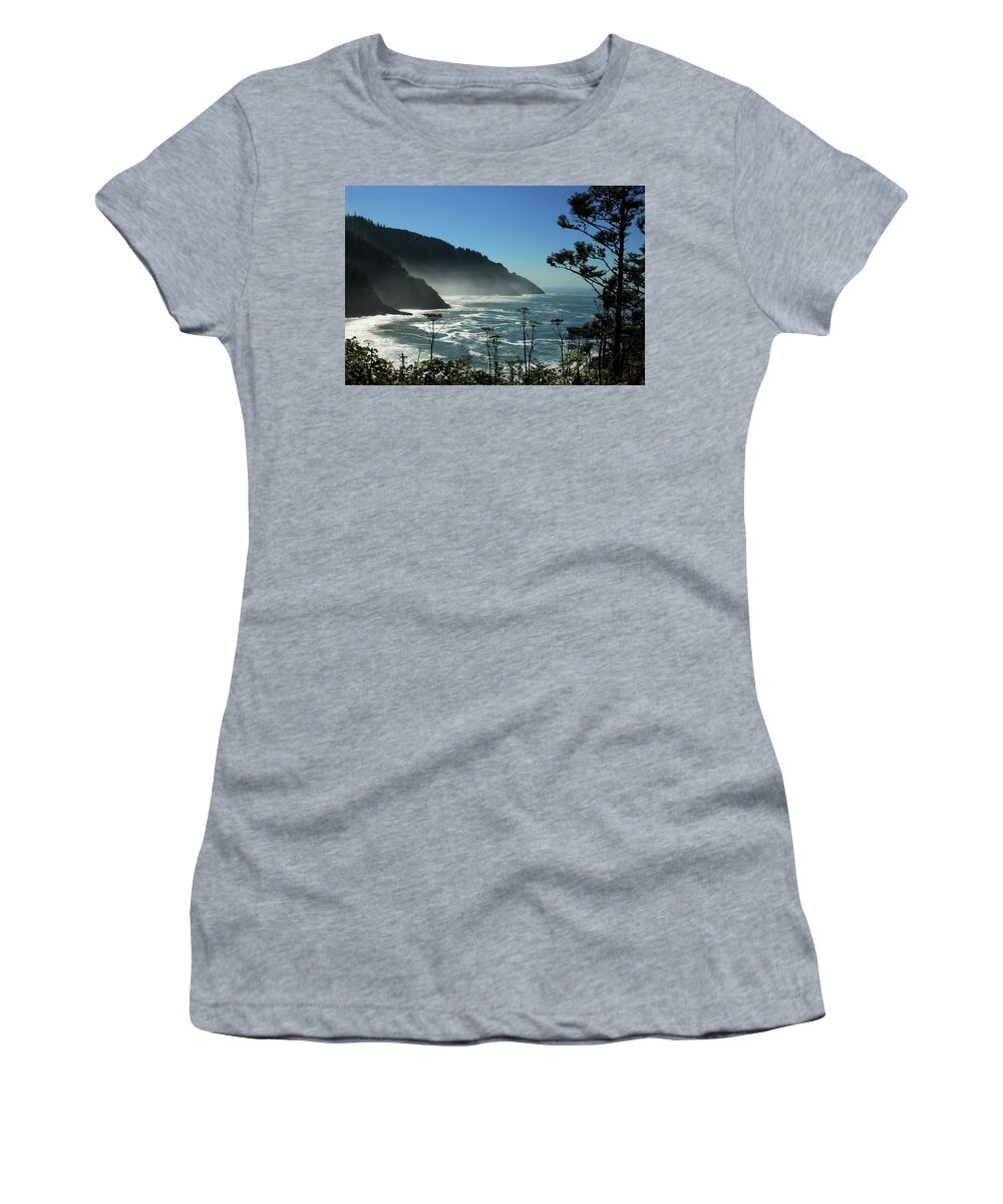 Ocean Women's T-Shirt featuring the photograph Misty Coast at Heceta Head by James Eddy