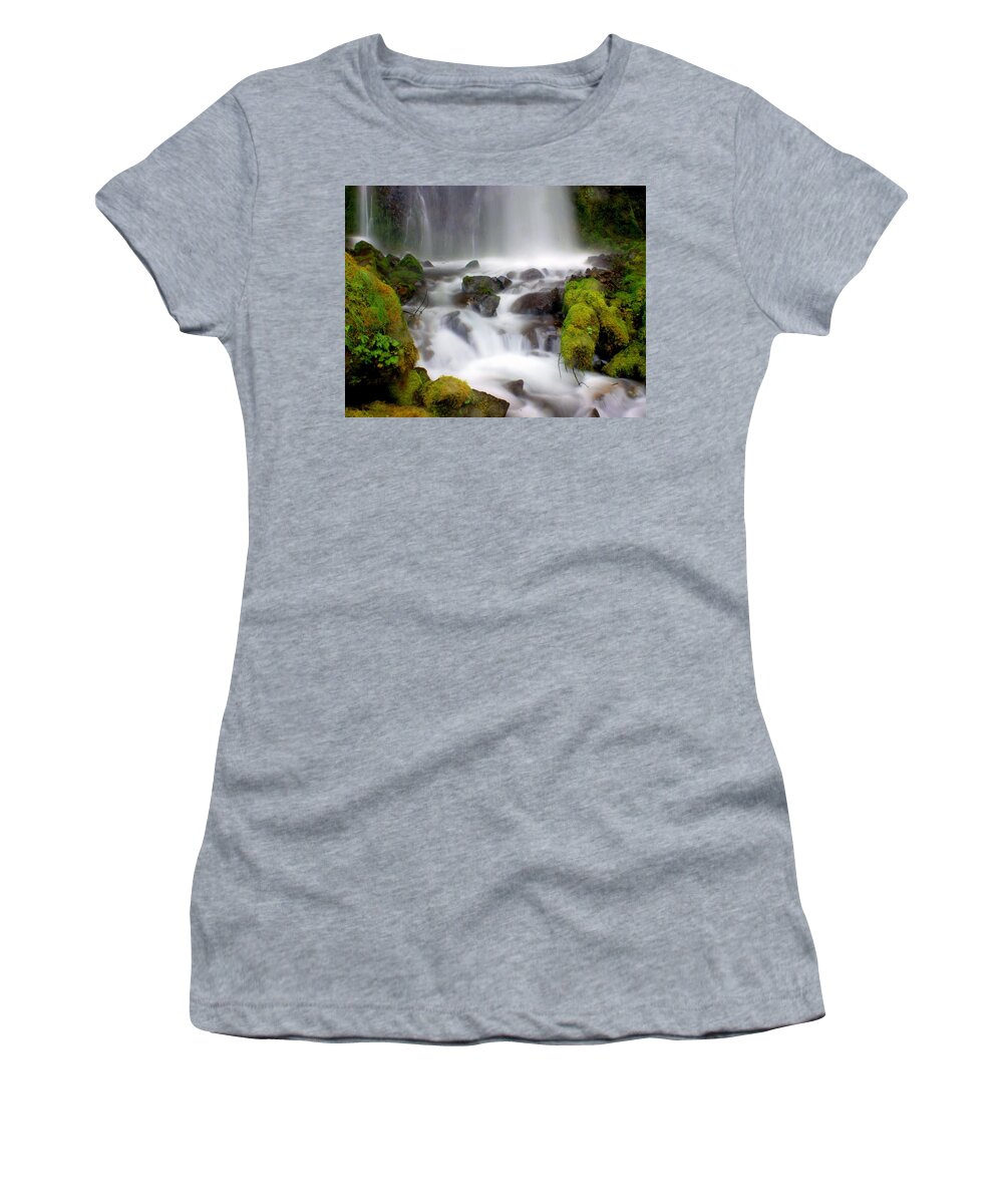 Waterfall Women's T-Shirt featuring the photograph Misty Waters by Marty Koch