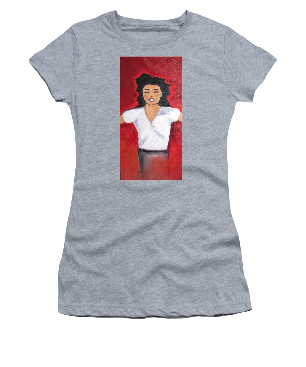 Michael Jackson Women's T-Shirt featuring the painting MJ one of five number five by Patricia Arroyo