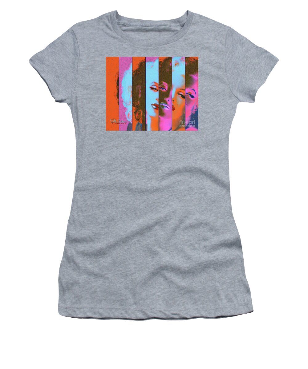 Theo Danella Women's T-Shirt featuring the painting MMarilyn 130 SIS red by Theo Danella