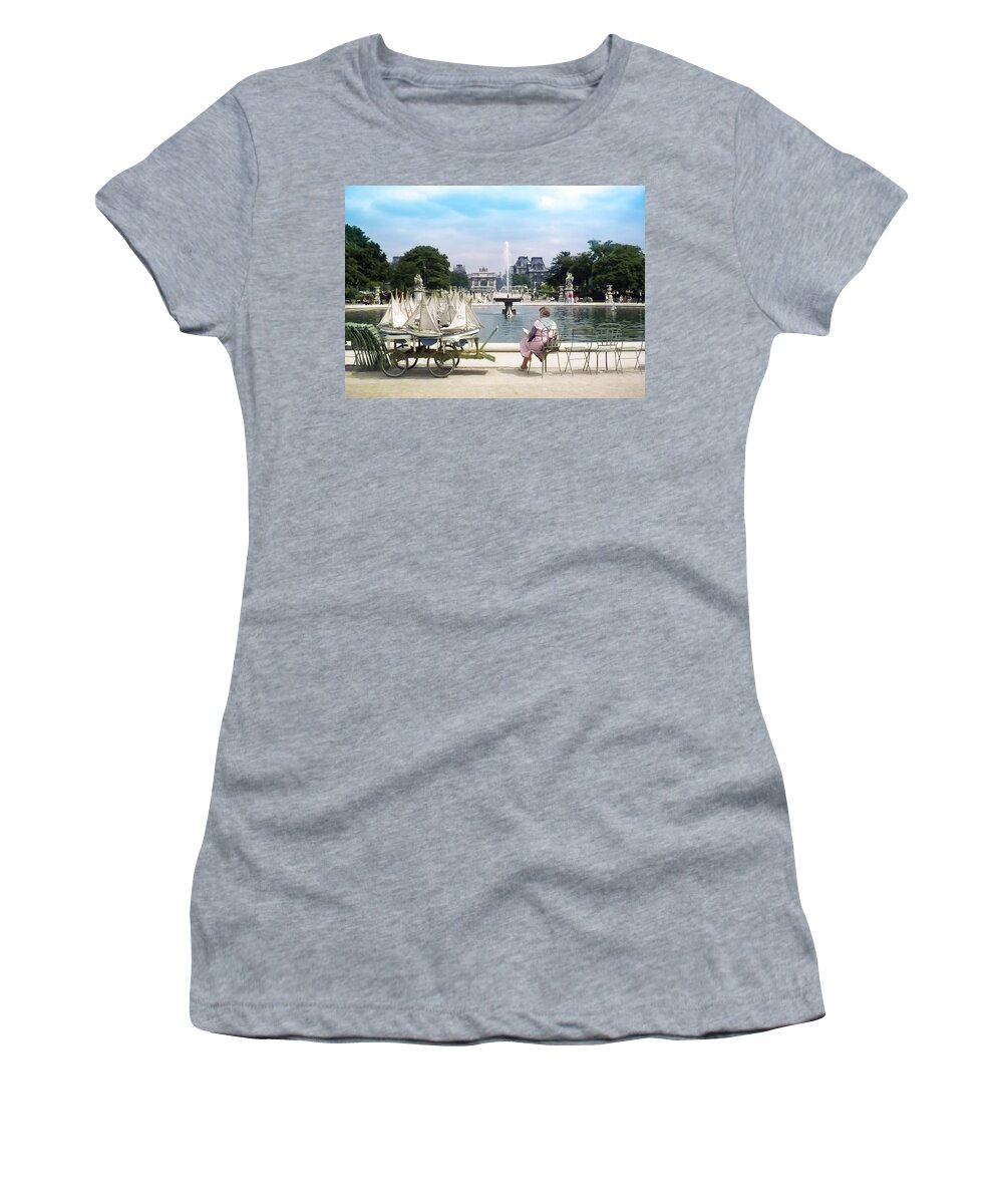 Paris Women's T-Shirt featuring the photograph Model Sailboat Basin, Paris by Richard Goldman