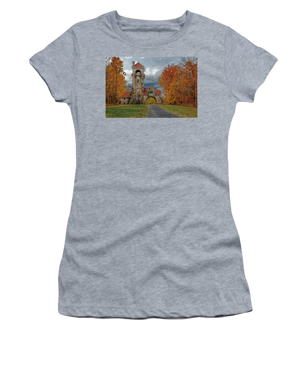 Mohonk Women's T-Shirt featuring the photograph Mohonk Preserve Gatehouse by Susan Candelario