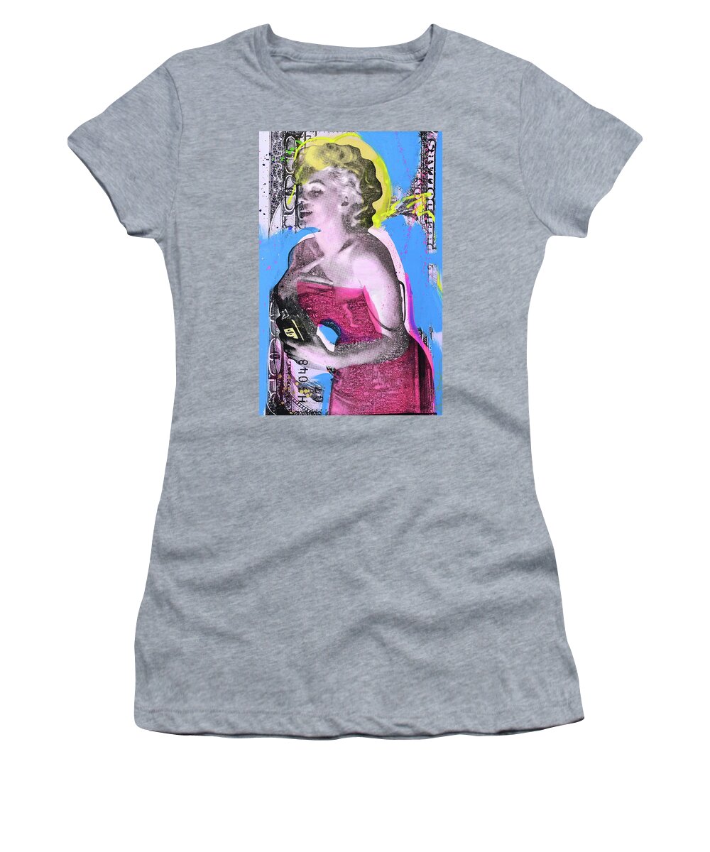 Acrylic Women's T-Shirt featuring the painting Money for Marilyn by Shane Bowden