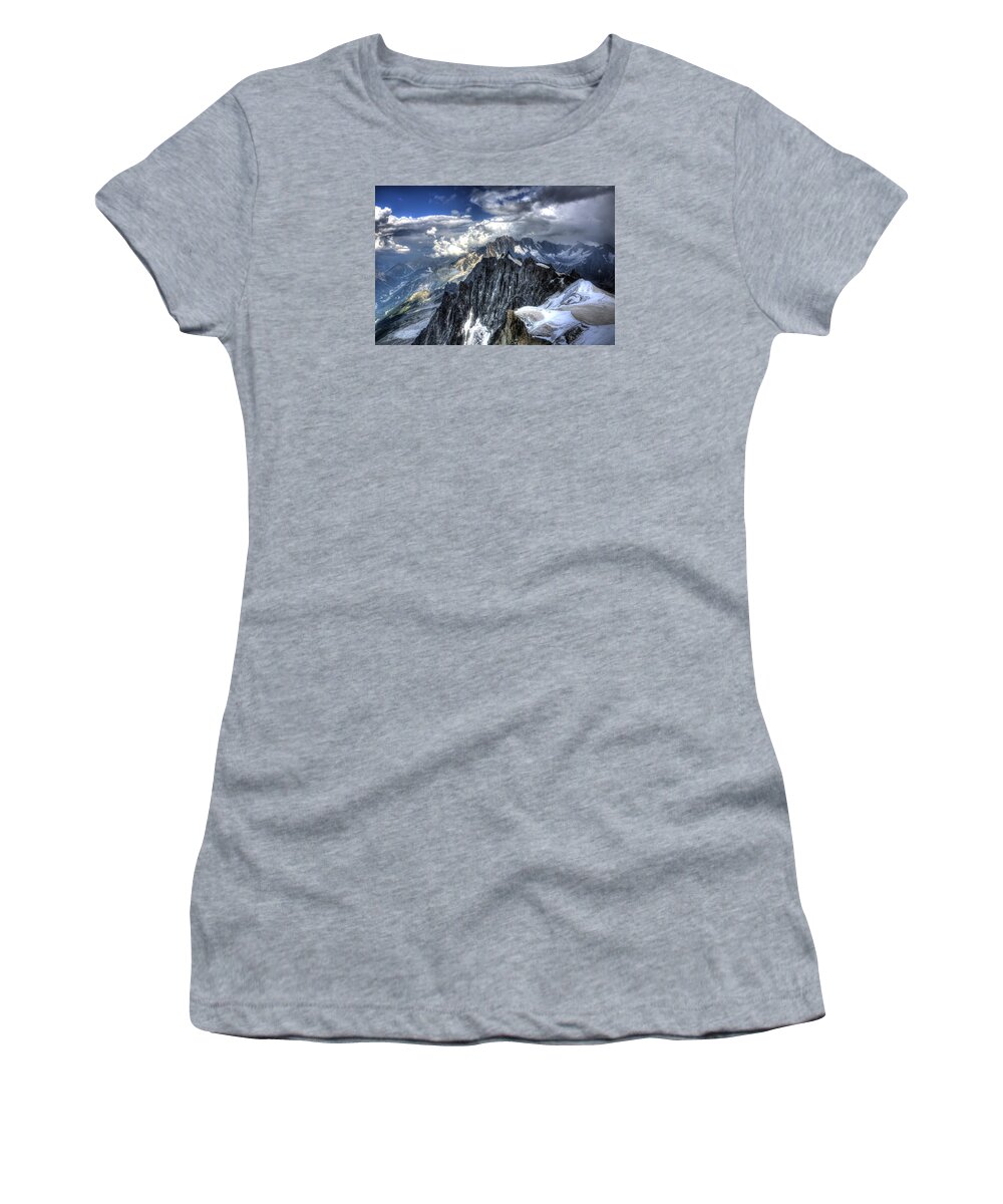 Mont Blanc Women's T-Shirt featuring the photograph Mont Blanc near Chamonix in French Alps by Shawn Everhart