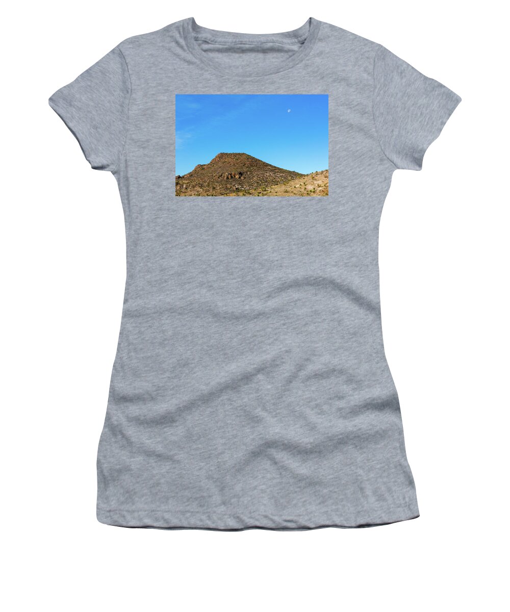 Shafter Women's T-Shirt featuring the photograph Moon and Mesa by SR Green