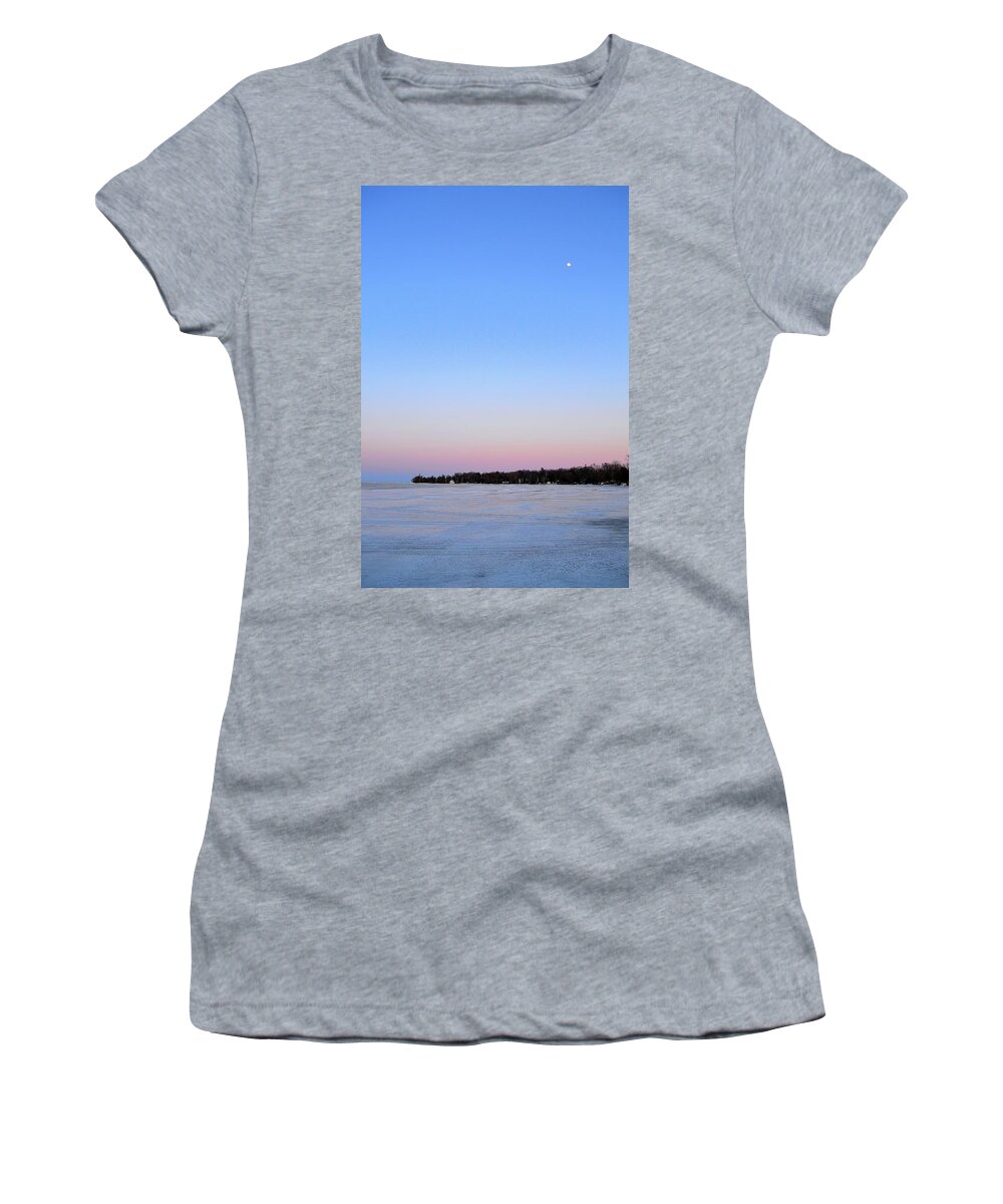 Abstract Women's T-Shirt featuring the digital art Moon At Sunset by Lyle Crump