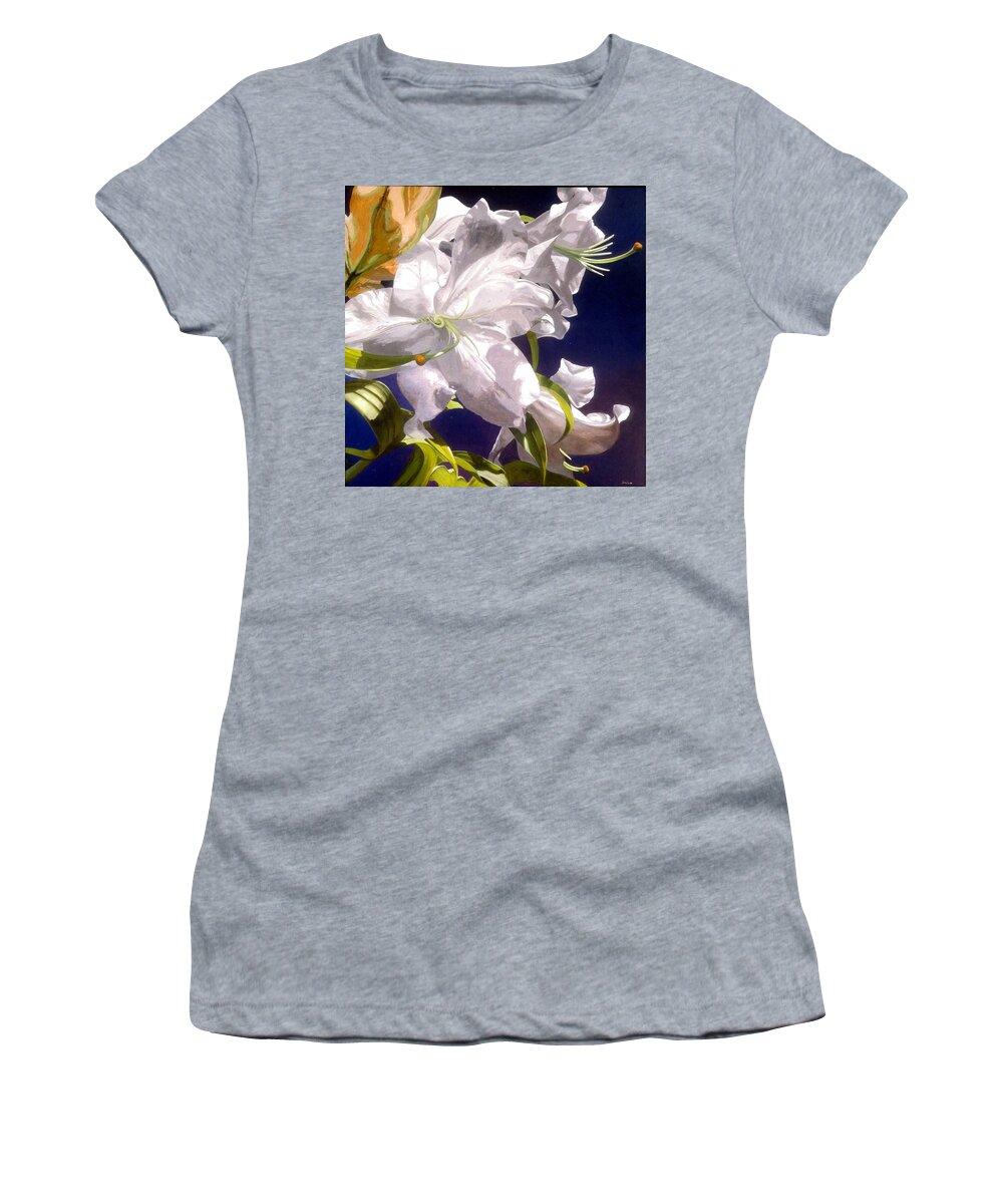  Women's T-Shirt featuring the painting Moon Glow by Jessica Anne Thomas