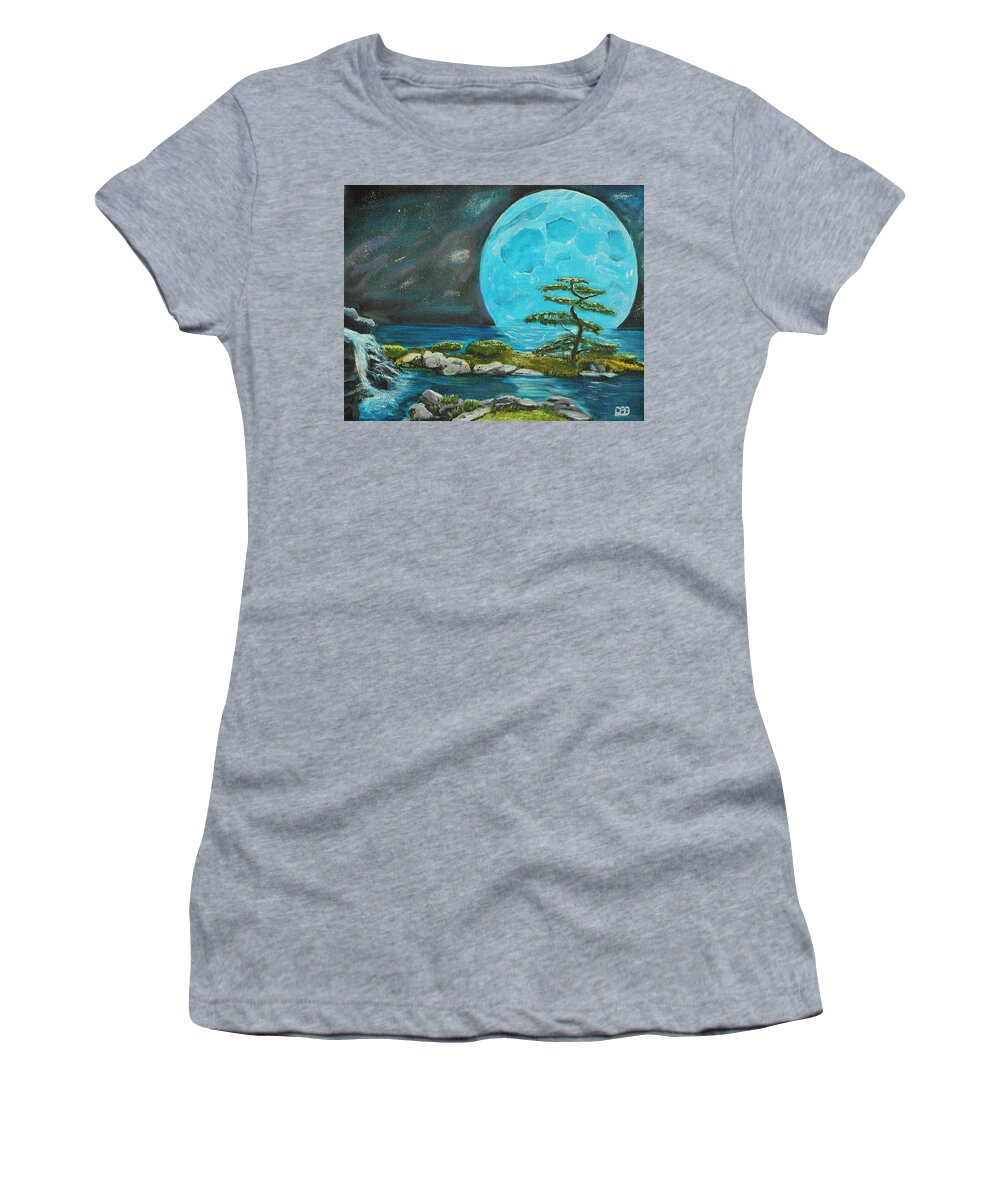 Blue Moon Women's T-Shirt featuring the painting Moon Light Dreams by David Bigelow