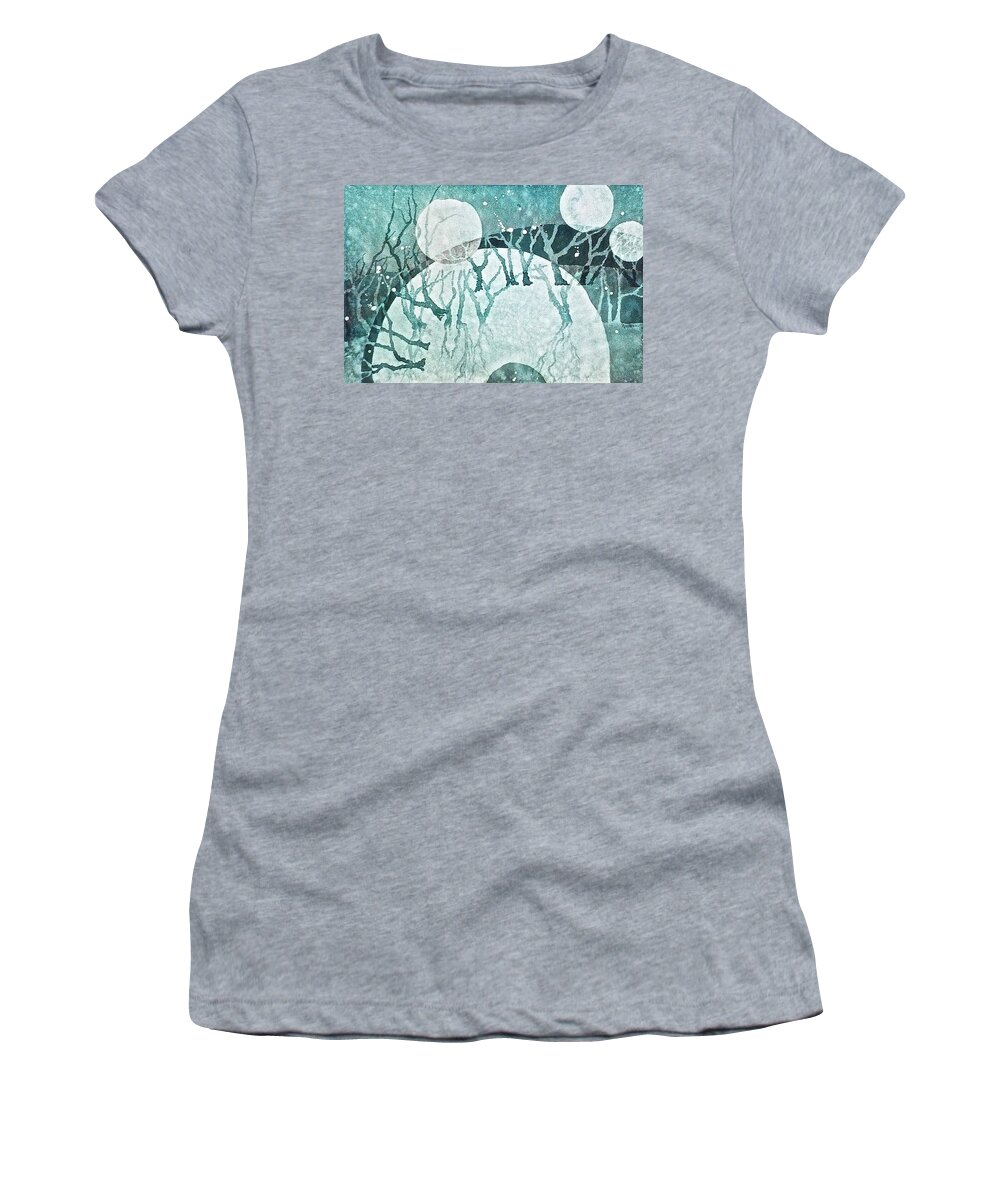 Watercolor Women's T-Shirt featuring the painting Moon Shadows by Carolyn Rosenberger