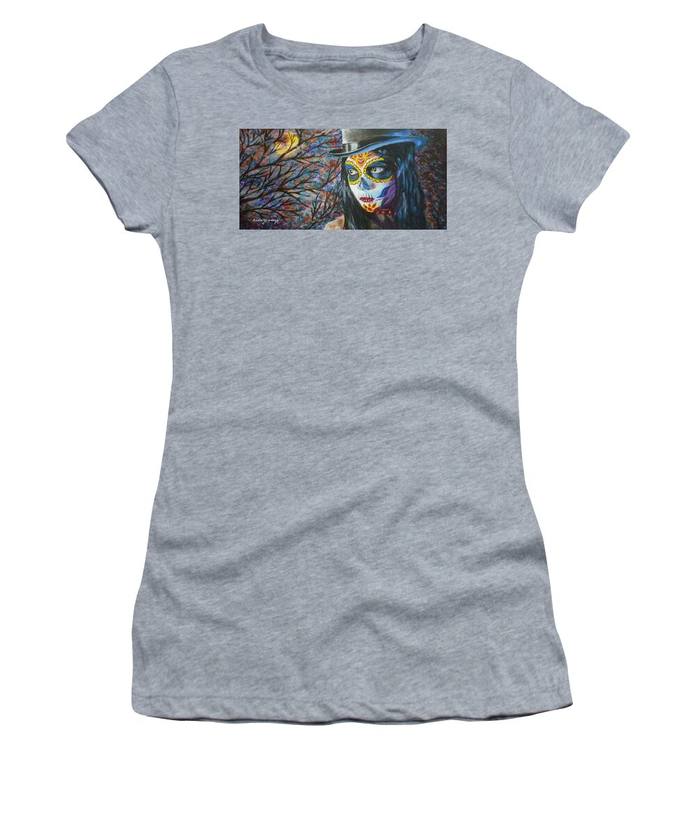 Moonlight Celebration Women's T-Shirt featuring the painting Moonlight Celebration by Amelie Simmons
