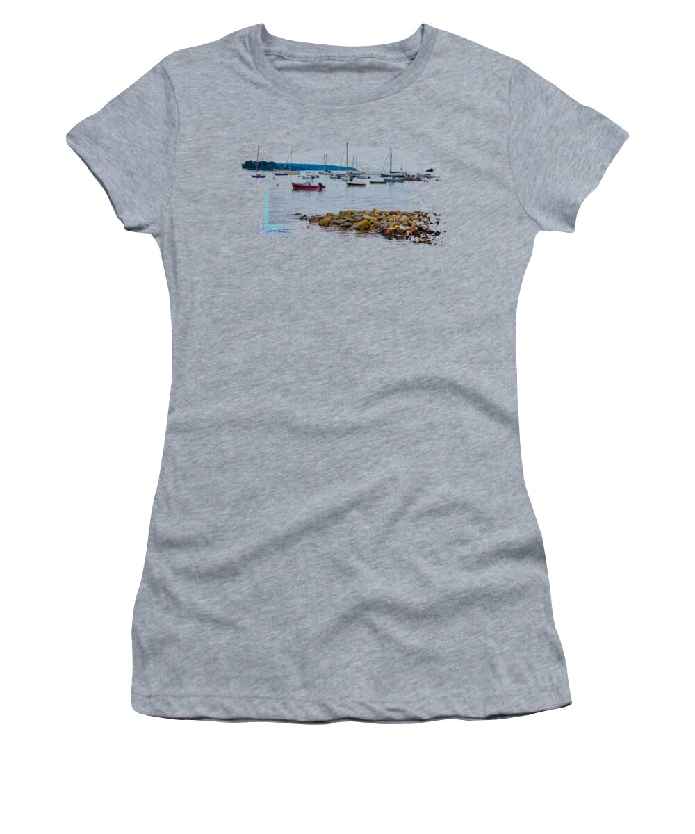 Acadia Women's T-Shirt featuring the photograph Moorings 2 by John M Bailey