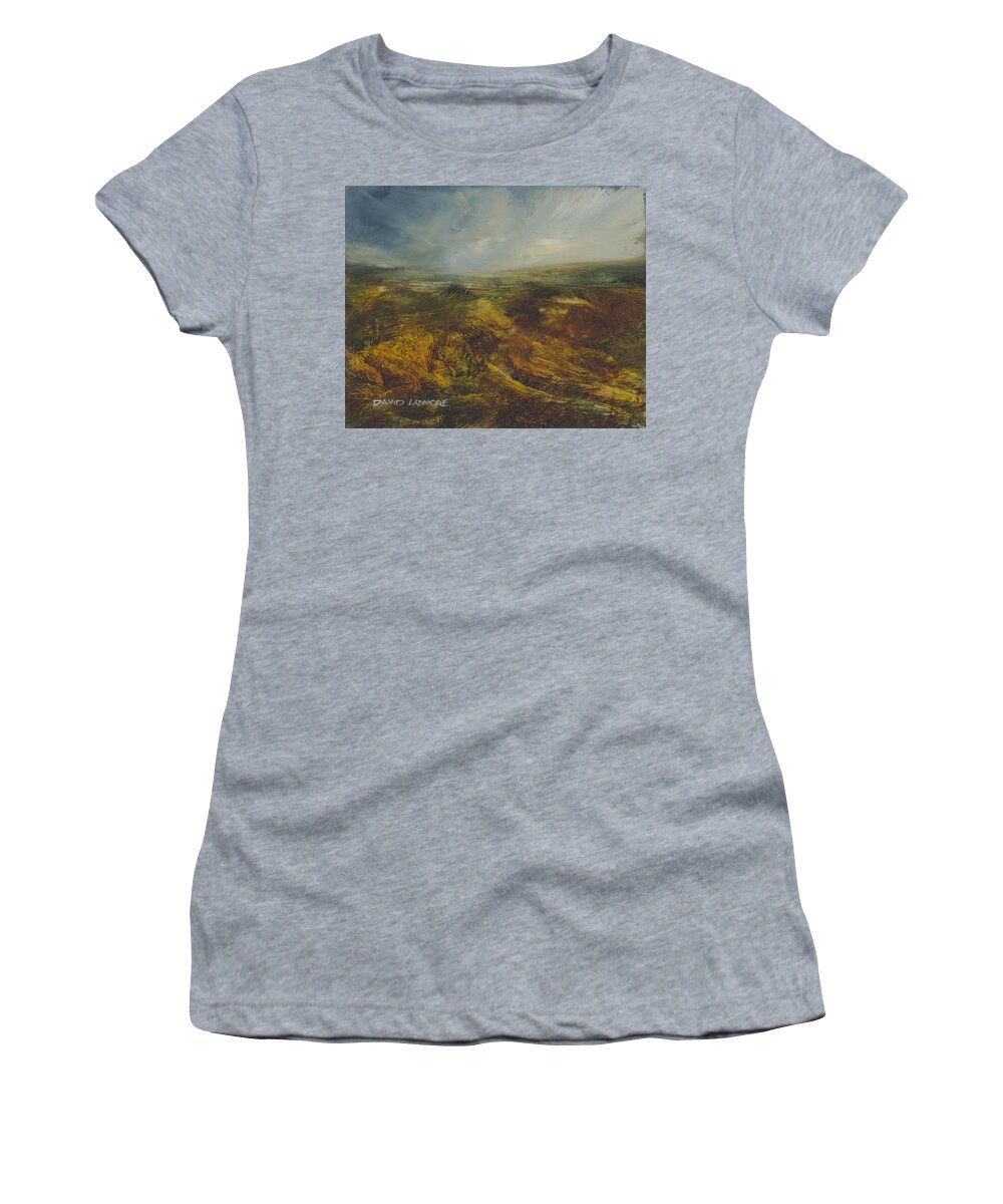 Moorland Women's T-Shirt featuring the painting Moorland 71 by David Ladmore