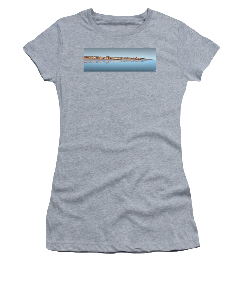 Morecambe Women's T-Shirt featuring the digital art Morecambe West End 2 - Blue by Joe Tamassy