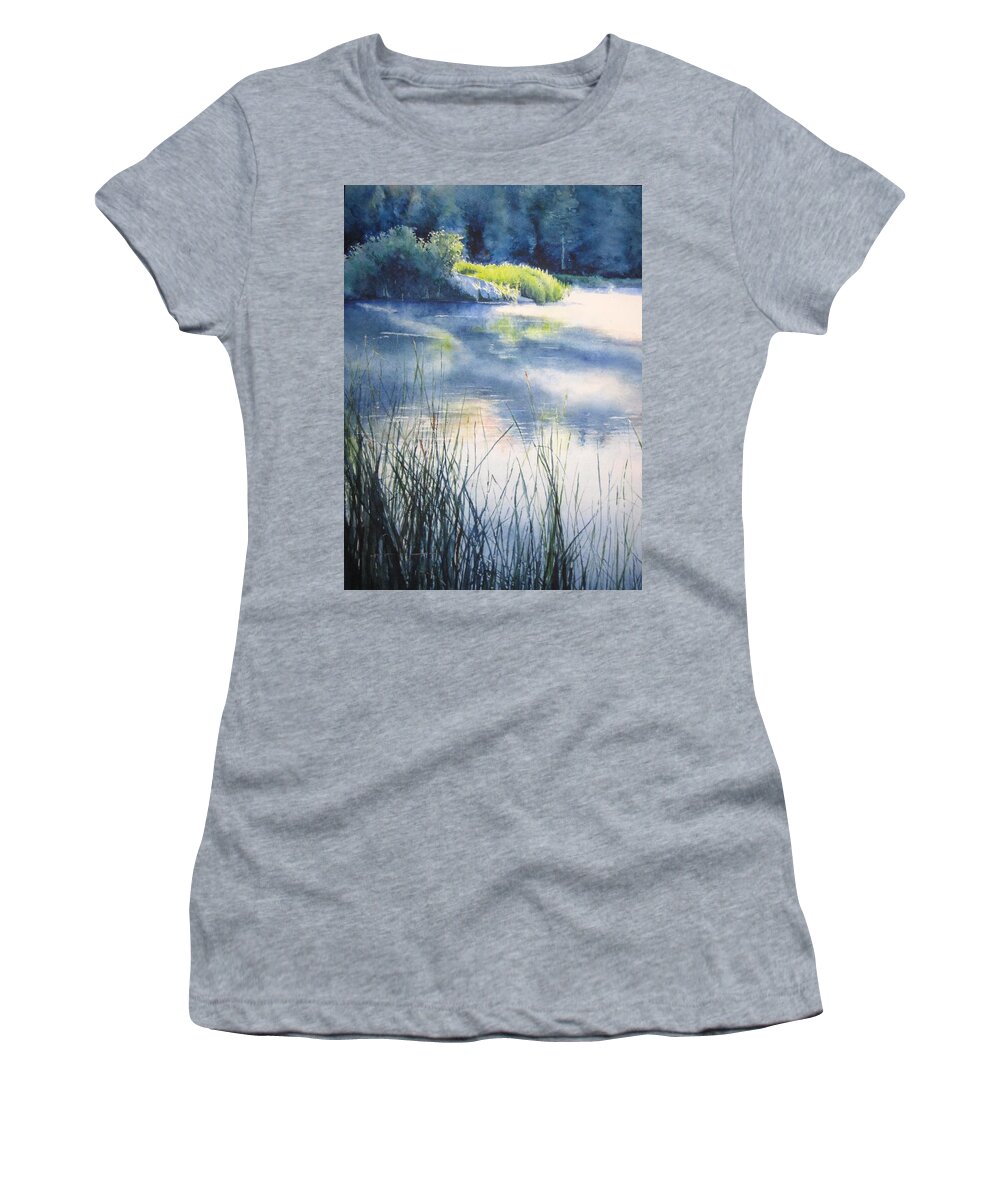 Landscape Women's T-Shirt featuring the painting Morning by Barbara Pease