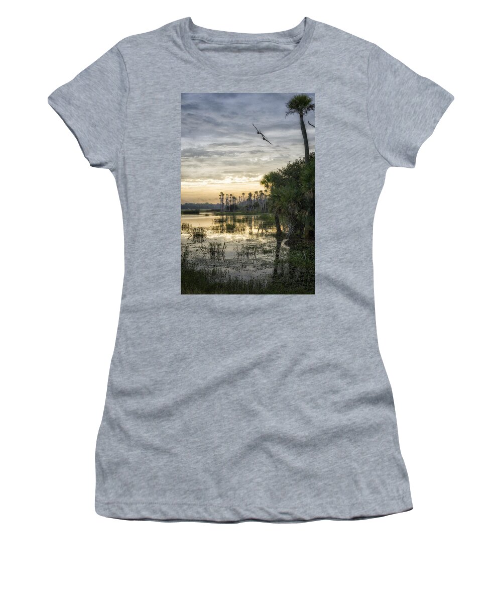 Crystal Yingling Women's T-Shirt featuring the photograph Morning Fly-by by Ghostwinds Photography