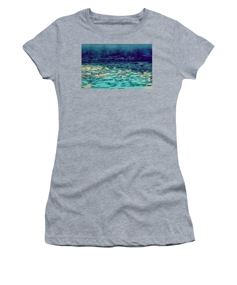 Bonnie Follett Women's T-Shirt featuring the photograph Morning Fog in the Lily Patch by Bonnie Follett