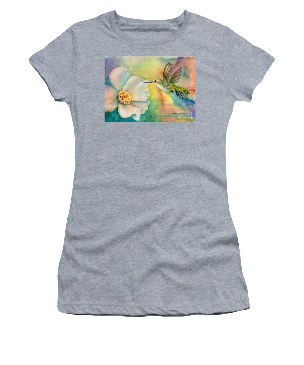 Hummingbird Women's T-Shirt featuring the painting Morning Glory by Amy Kirkpatrick