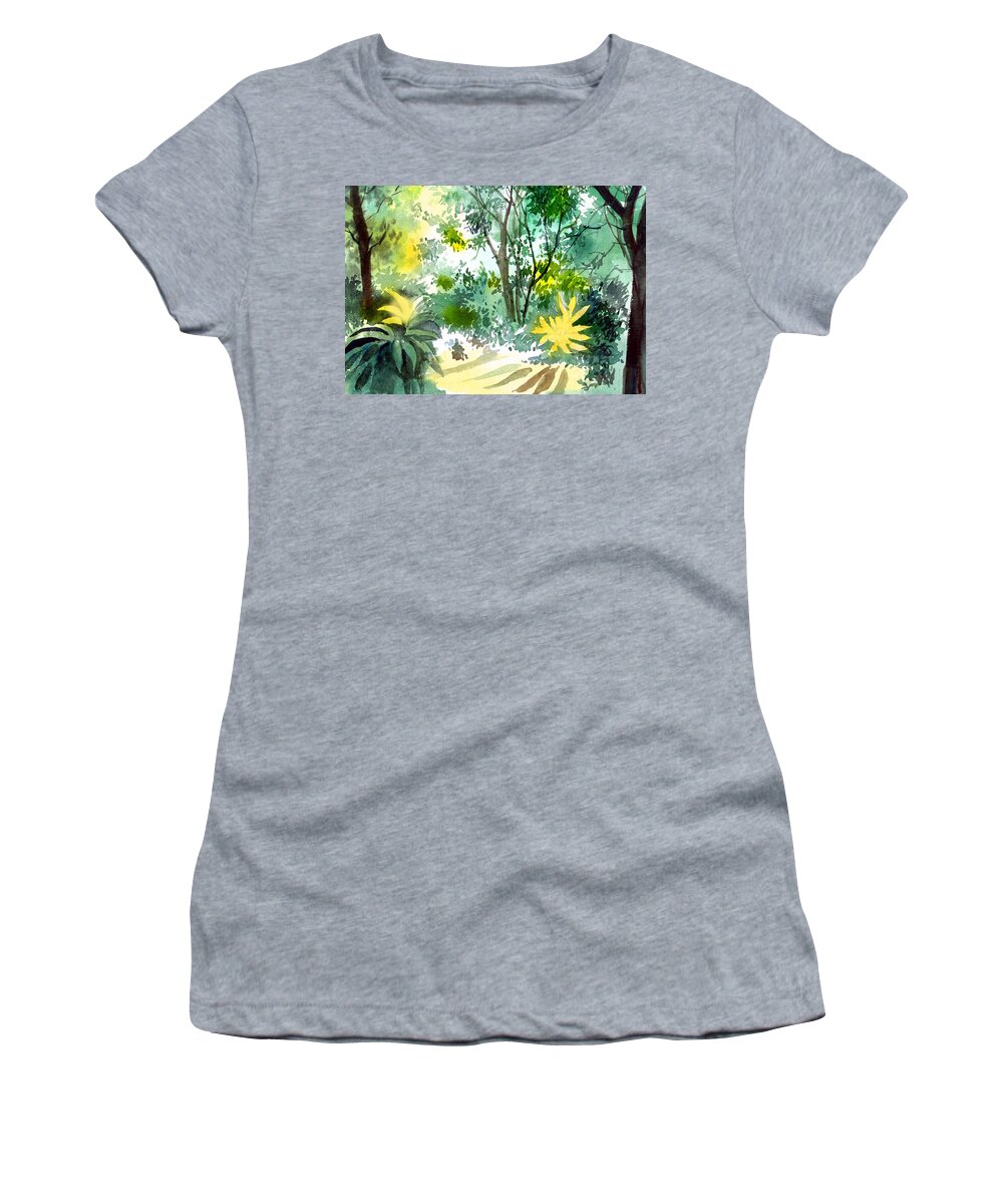Landscape Women's T-Shirt featuring the painting Morning glory by Anil Nene