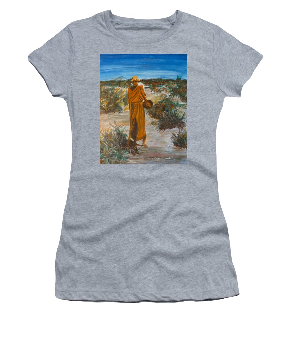 Buddhist Women's T-Shirt featuring the painting Morning Rounds by Sherry Killam