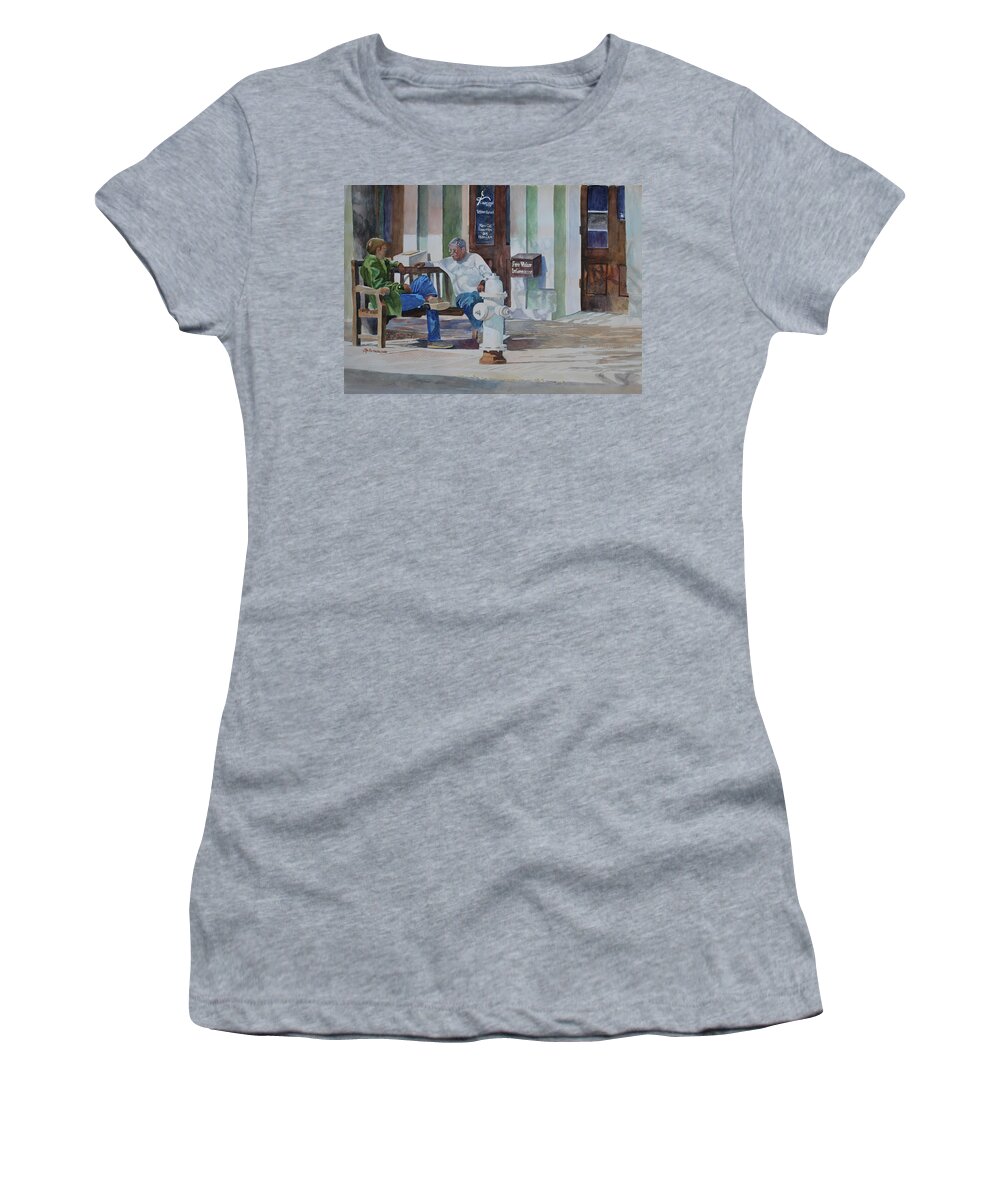 Paintings Women's T-Shirt featuring the painting Reaching an Agreement by E M Sutherland
