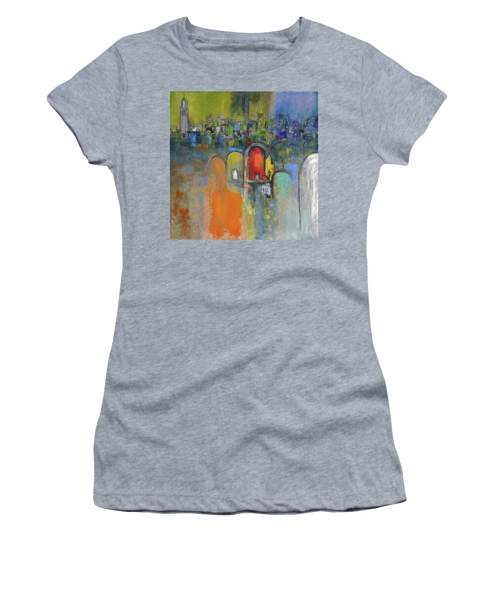 Moroccan Women's T-Shirt featuring the painting Moroccan Architecture 182 II by Mawra Tahreem
