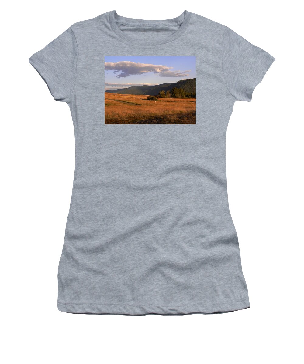 Morrissey Women's T-Shirt featuring the photograph Morrissey Range Land Grand Forks BC by Barbara St Jean