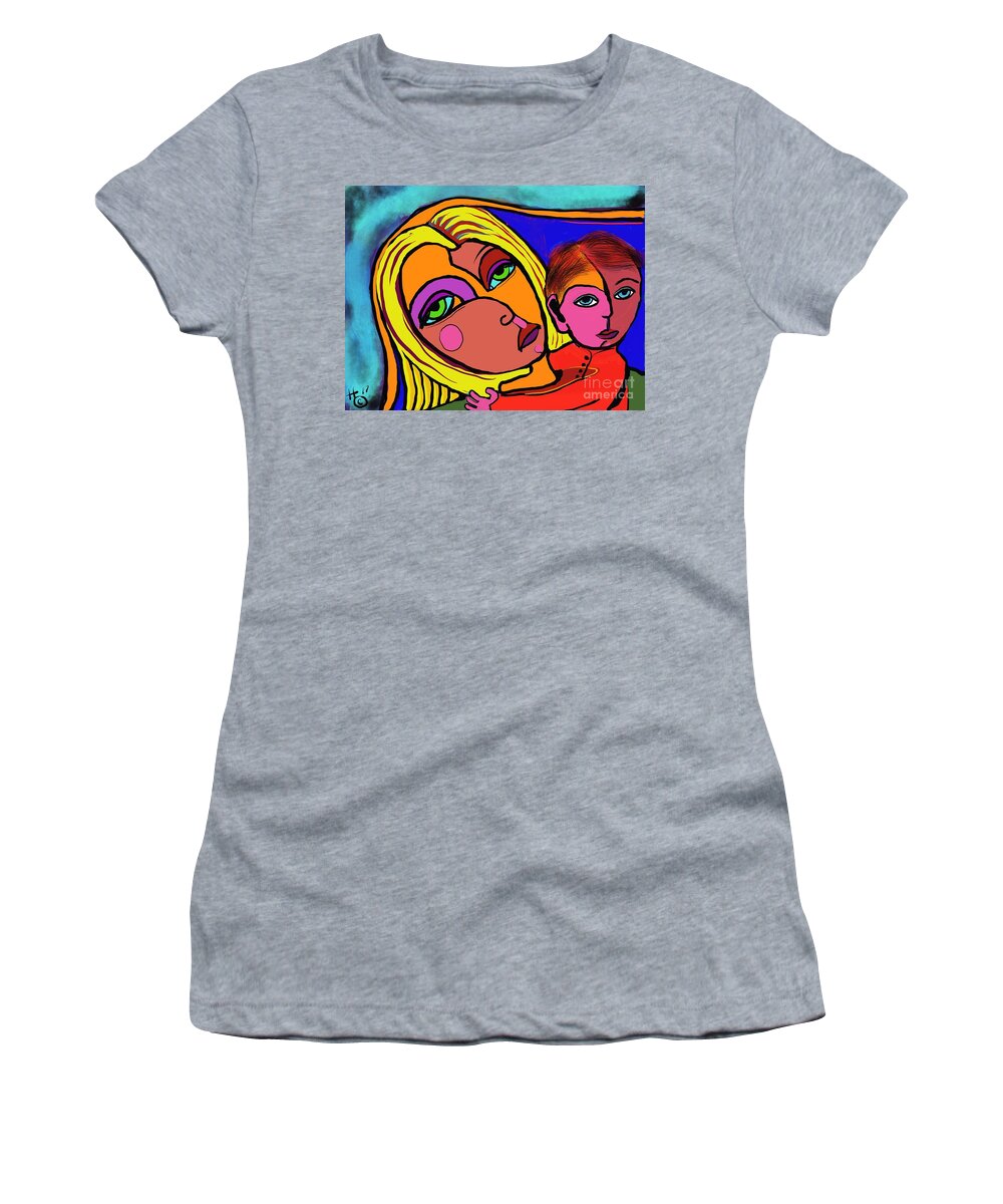  Women's T-Shirt featuring the digital art Mother and child by Hans Magden
