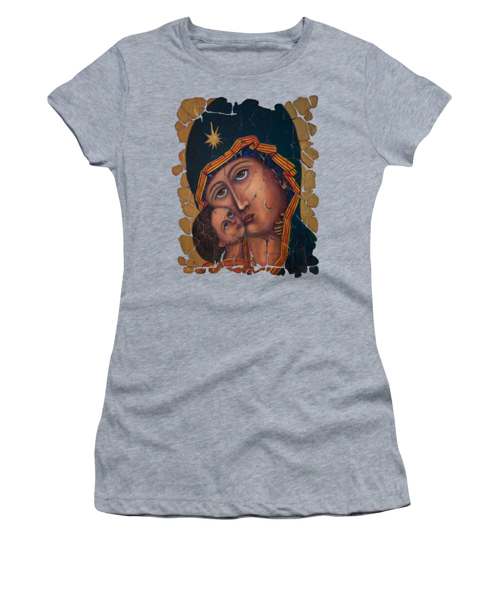  Mother Of God Women's T-Shirt featuring the digital art Mother of God Fresco by OLena Art