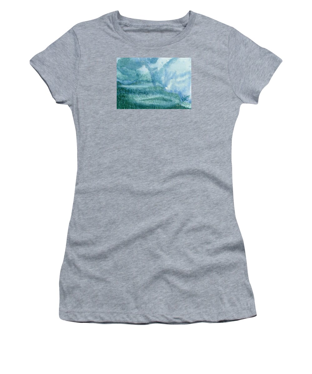 Blue Women's T-Shirt featuring the painting Mountain Mood by Victor Vosen