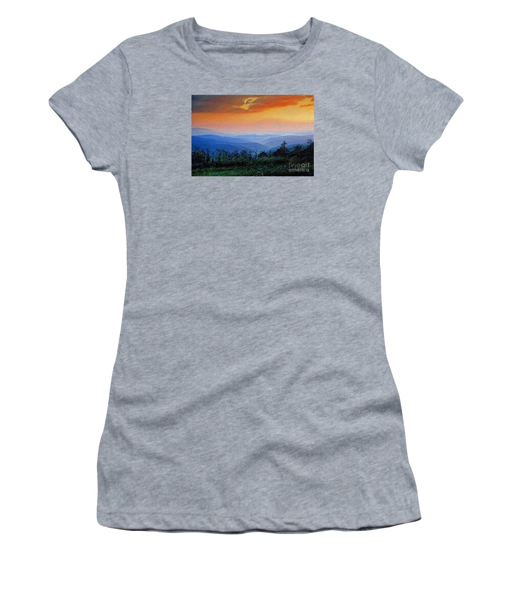 Mountain Women's T-Shirt featuring the digital art Mountain Sunrise by Lois Bryan