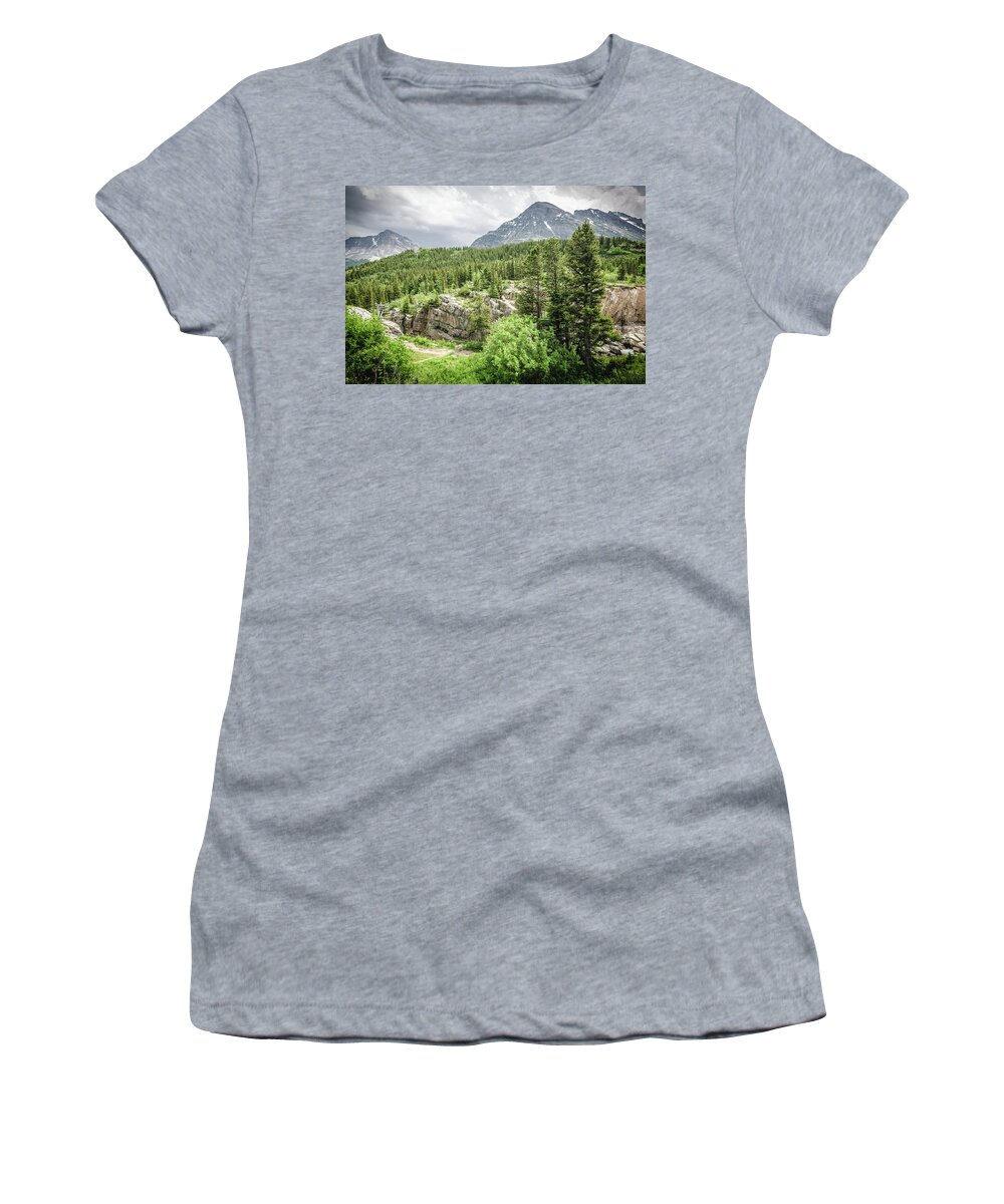 Glacier Women's T-Shirt featuring the photograph Mountain Vistas by Margaret Pitcher