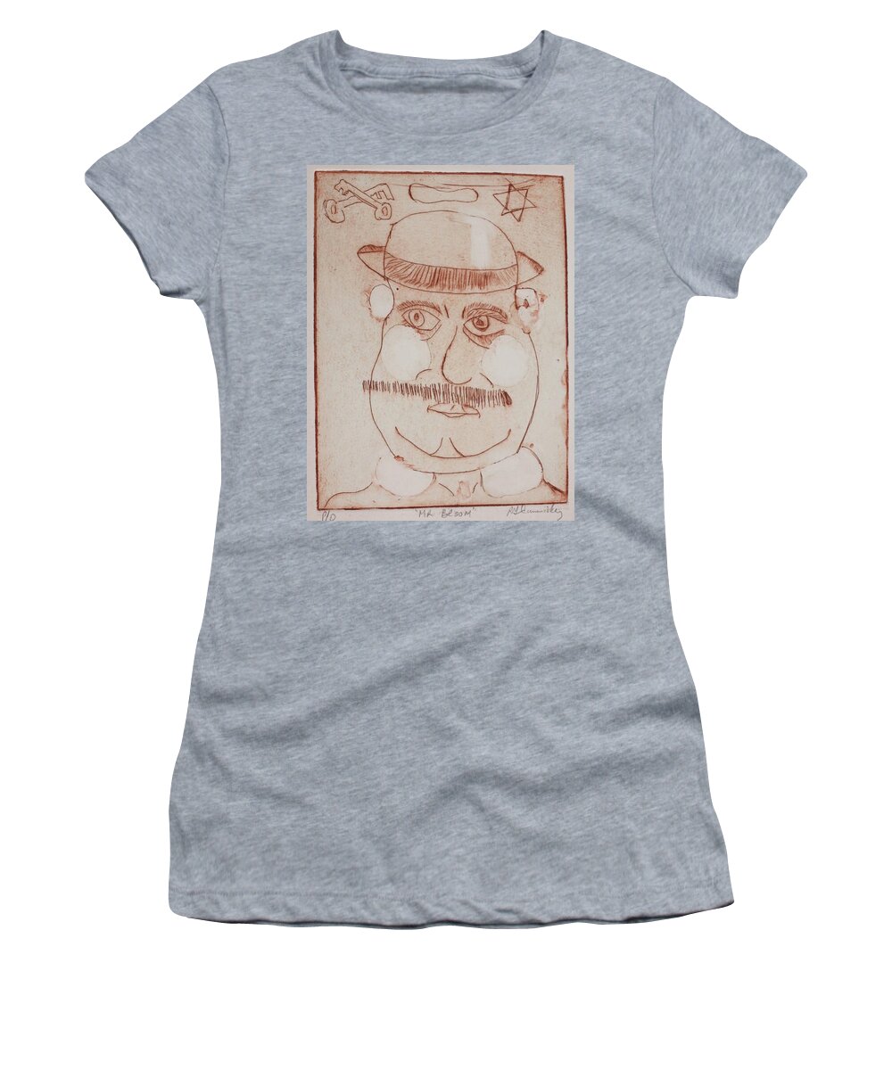 Etching Women's T-Shirt featuring the drawing Mr Bloom Greeting Card by Roger Cummiskey