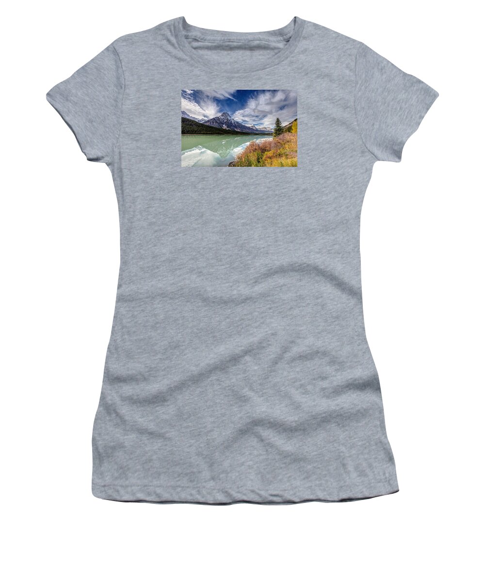 Mt Chephren Women's T-Shirt featuring the photograph Mt Chephren Reflection by Pierre Leclerc Photography