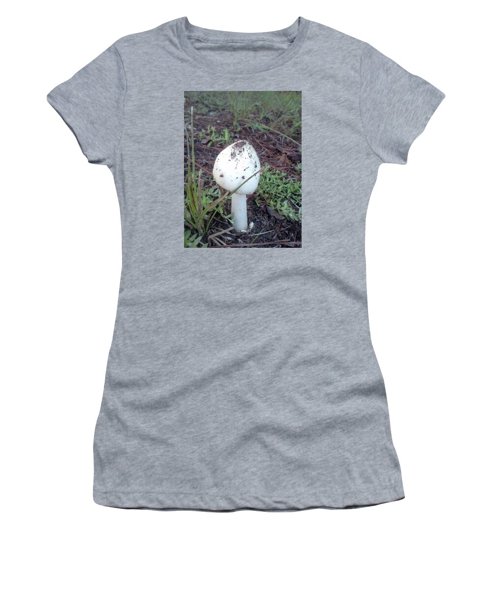 Mushroom Women's T-Shirt featuring the photograph Mushroom in the Grass by Pamela Henry