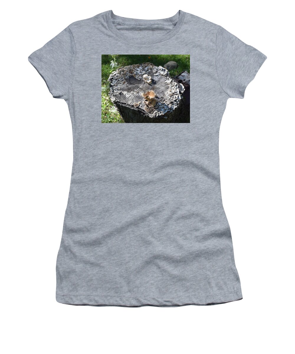 Mushroom Women's T-Shirt featuring the photograph Mushroom Stump by R Allen Swezey