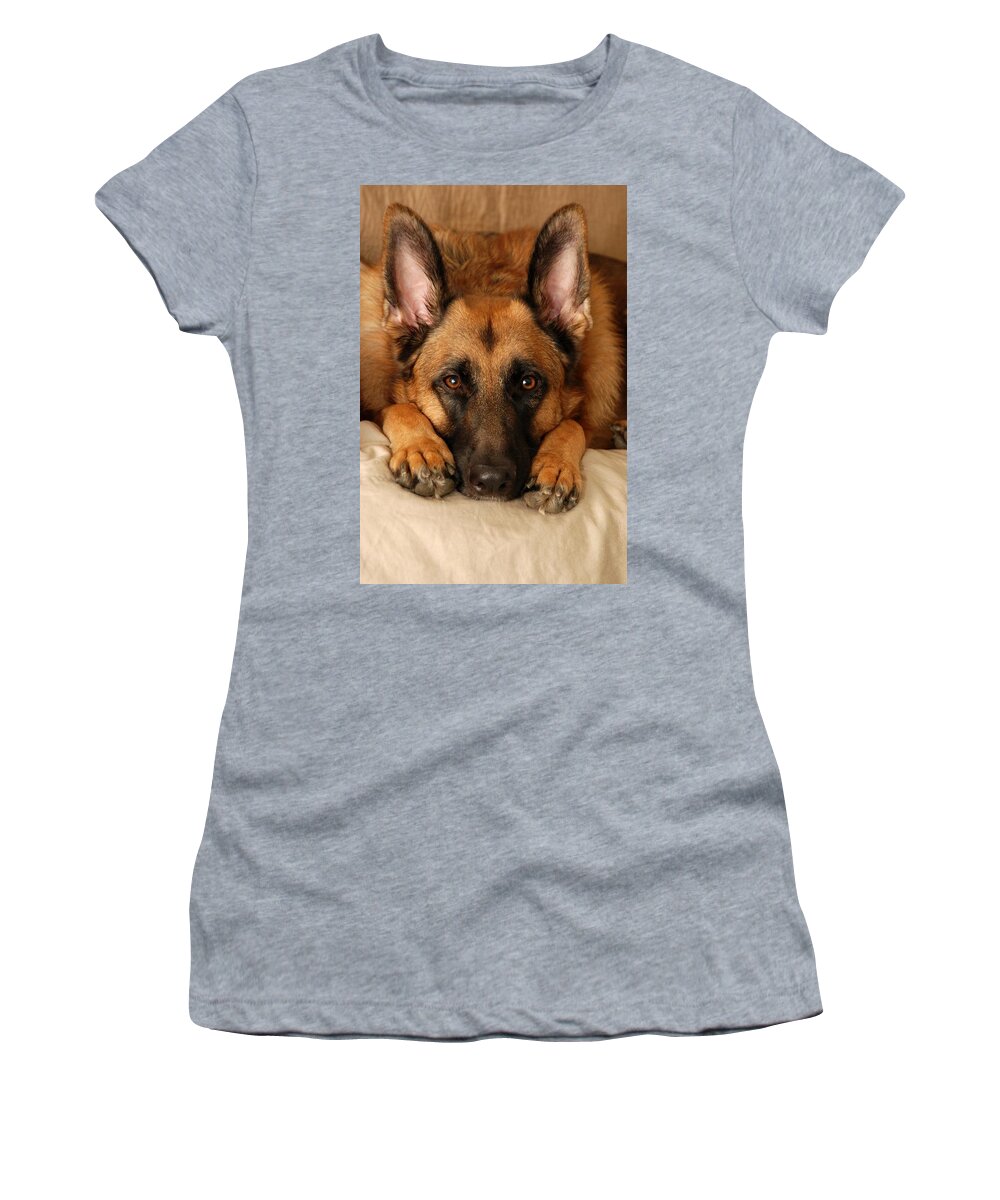 German Shepherd Dogs Women's T-Shirt featuring the photograph My Loyal Friend by Angie Tirado