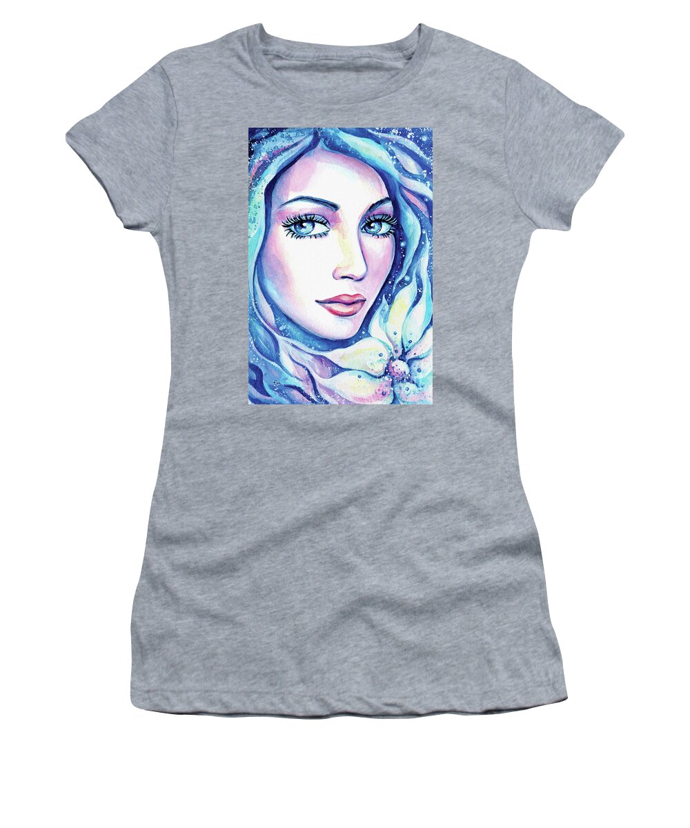 Flower Fairy Women's T-Shirt featuring the painting Mysterious Flower by Eva Campbell
