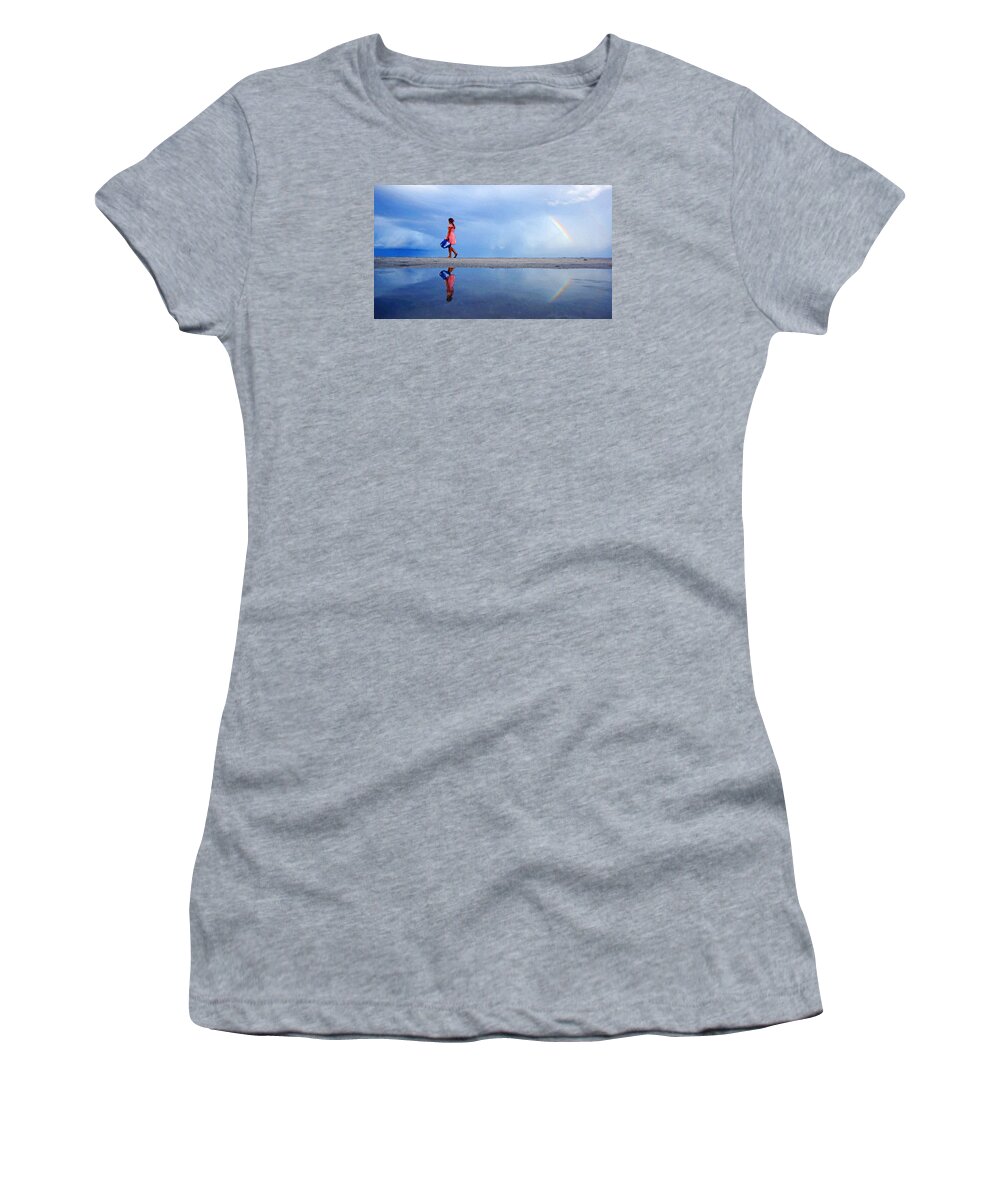 Girl Women's T-Shirt featuring the photograph Mysterious Rainbow Girl by Lawrence S Richardson Jr