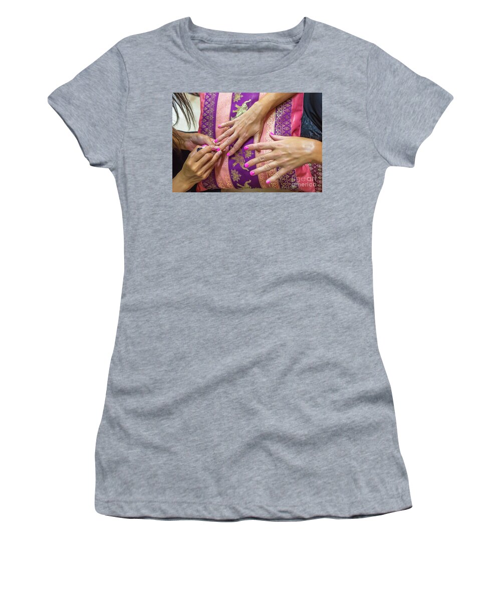 Nail Women's T-Shirt featuring the photograph Nail polish application by Benny Marty