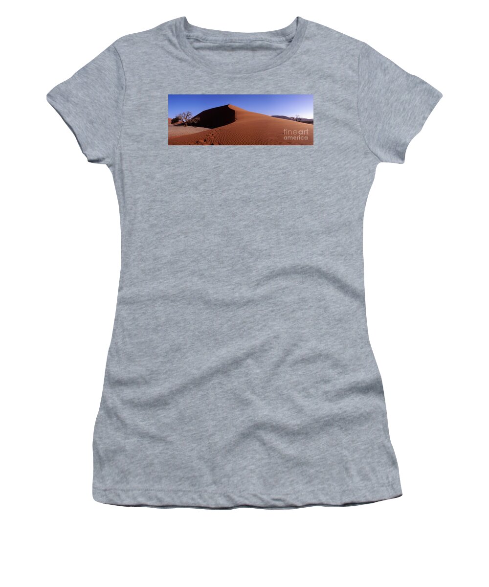 Ripples Women's T-Shirt featuring the photograph Namib Sand Dune panorama by Warren Photographic